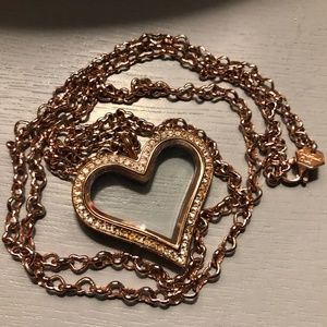 Origami Owl Rose Gold Heart Locket and Chain